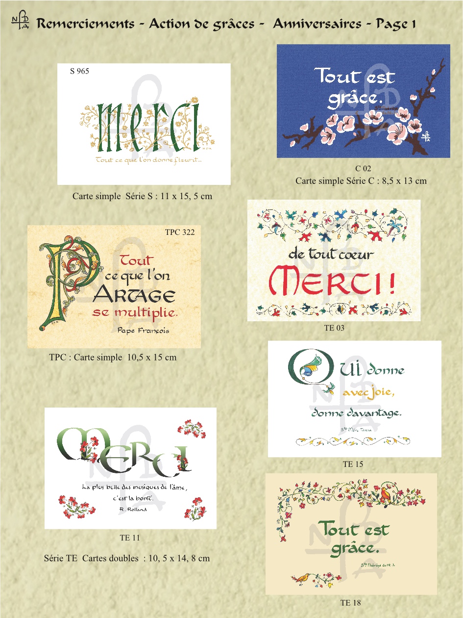 Abbaye Argentan Cartes Remerciements Anniversaires septembre 2024 page 1